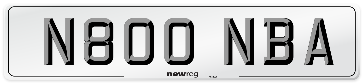 N800 NBA Number Plate from New Reg